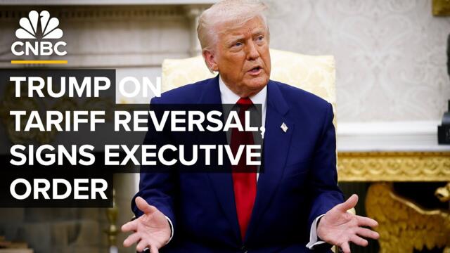 President Trump discusses tariff reversal and signs executive order in the Oval Office — 4/9/25