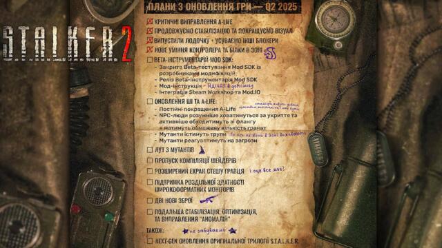 Офіційно! Дорожня мапа для STALKER 2 на Q2 2025