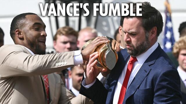 JD Vance drops College Football Playoff Trophy during Buckeyes visit