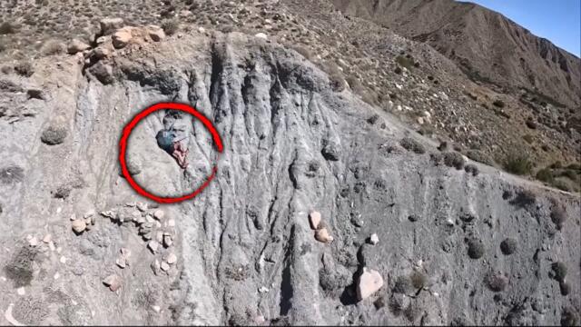 Stranded Hiker Hangs on for Dear Life