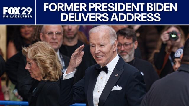 Former President Joe Biden gives first speech since leaving office