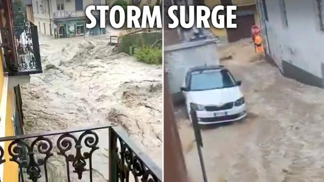 Floods turn roads to rivers in Italy as ‘red alert’ issued & storm triggers landslides