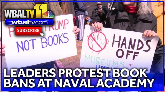 Leaders protest Trump administration's book bans