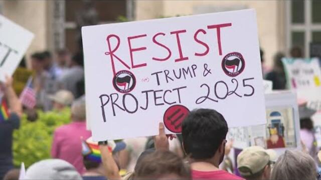 Hundreds rally in Houston against President Trump’s policies