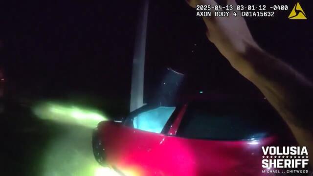 Car Nearly Misses Hitting Deputies As it Runs Off Highway in Florida