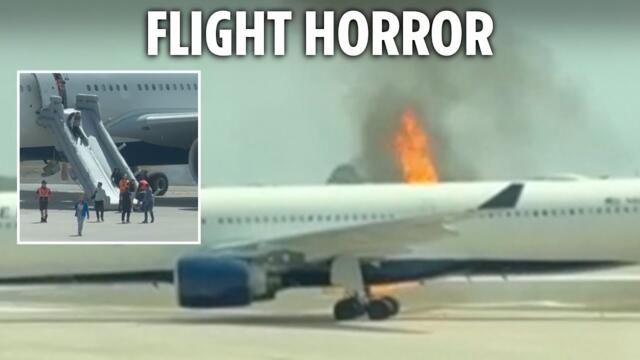 Moment Delta plane catches fire on runway as passengers rush to escape