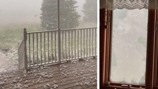 Hail Caught on Camera Pummelling Nebraska Home