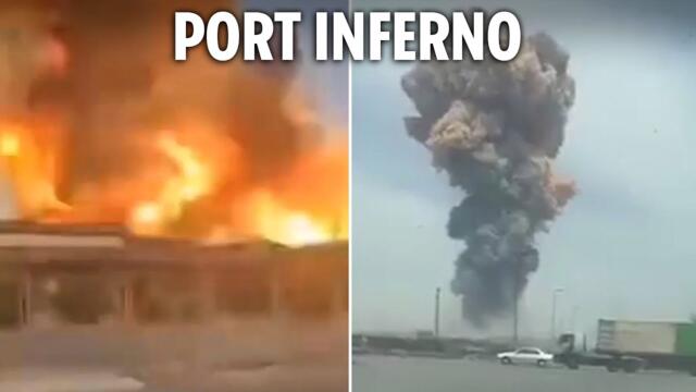 Moment port EXPLODES in fireball mushroom cloud with 280 injured