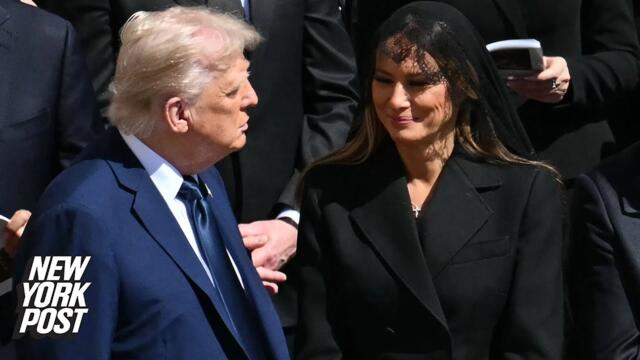 President Trump and Melania whispered and smiled with each other during Pope Francis' funeral