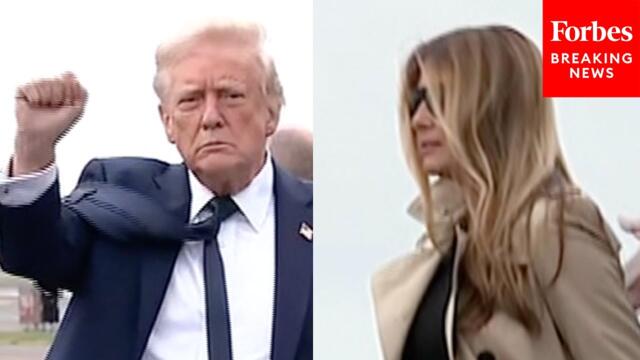 BREAKING: President Trump And First Lady Melania Trump Arrive In NJ After Attending Francis' Funeral