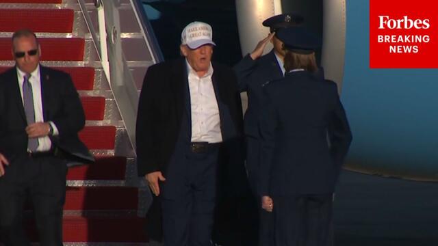 JUST IN: President Trump Arrives At JBA On Air Force One