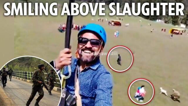 Oblivious tourist zip-lines over terror attack that killed 26 in Kashmir