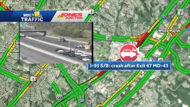 Medevac lands at I-95 crash scene in White Marsh