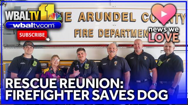 Rescue reunion: Firefighter reunited with dog he saved from fire