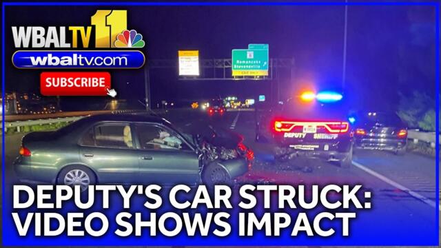 Bodycam video shows moment deputy's cruiser was rear-ended