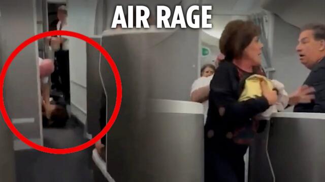 Flight attendants WRESTLE female passenger to ground after she tries to storm cockpit