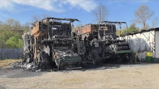 Пожар изпепели техника за милиони в стопански двор в село Ружица