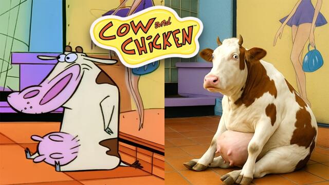 90s Kids Won’t Survive This… Cow and Chicken Realistic -- Credits: AI!!