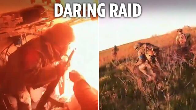 Moment Ukrainian troops storm Russians in lightning daylight raid