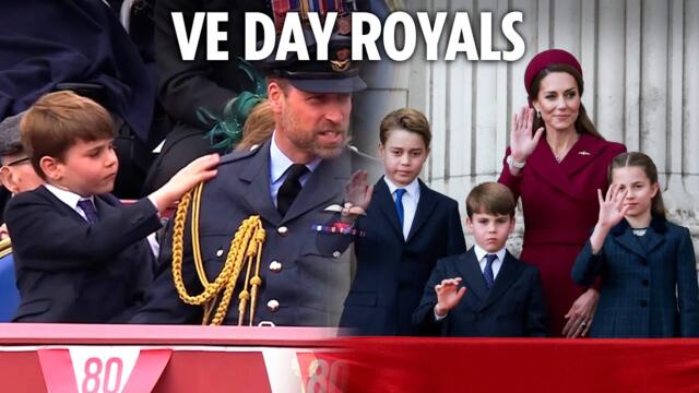 Excited Louis, George & Charlotte join royal VE Day celebrations as they delight huge crowds