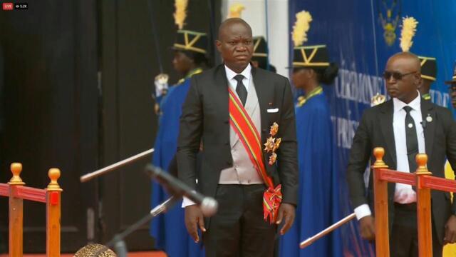 Brice Oligui Nguema arrives to be sworn in as Gabon president | AFP
