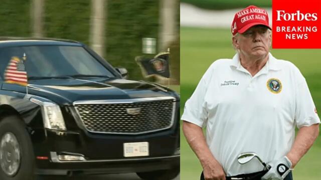 JUST IN: President Trump Arrives At Trump International Golf Club In West Palm Beach, Florida