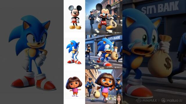 Sonic and Mickey Mouse Escape From the Police #sonic #mickeymouse #funnyanimation #disney