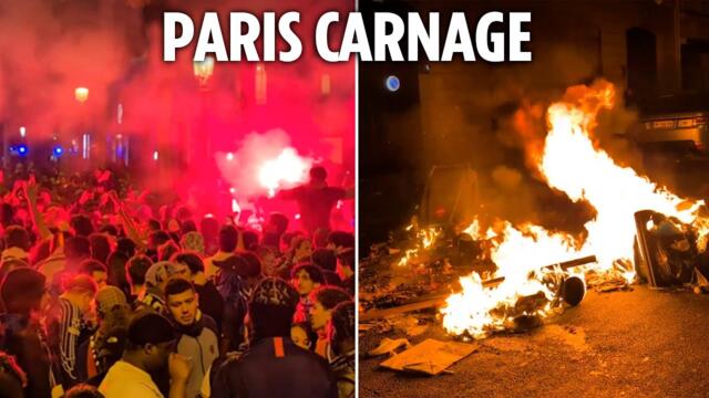 PSG fans teargassed by French riot police as violence erupts after Arsenal match