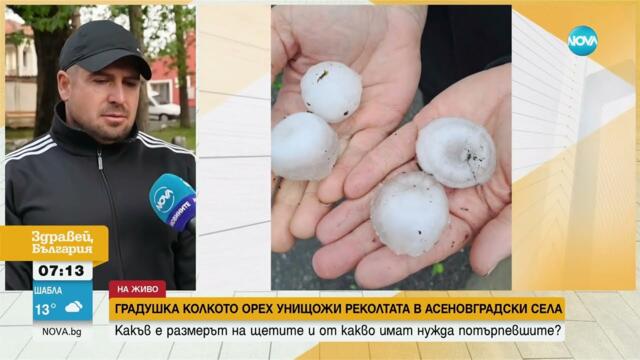 Какви са щетите след градоносната буря в Асеновградско - Здравей, България (08.05.2025)