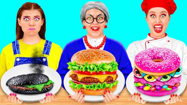 Аз срещу Баба Готварско Предизвикателство | Забавни Рецепти за Храна BaRaDa Gold Challenge