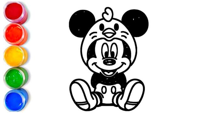 How to draw easy cute Mickey mouse