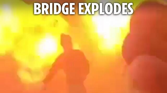 Russian footage shows troops run from blast as Ukraine strikes bridge