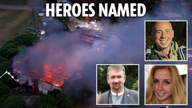 Two hero firefighters and local man pictured after they were killed in horrific fire at ex-RAF base