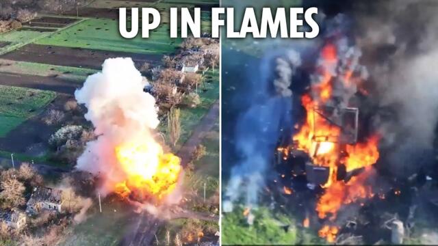 Russian tanks blow up in FIREBALL after failing to storm Ukraine positions