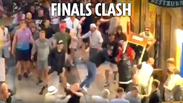 Man Utd & Spurs fans clash in Spain as ugly street brawl erupts ahead of Europa League final