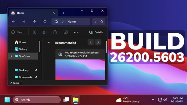 New Windows 11 Build 26200.5603 – New File Explorer AI Actions, New Taskbar Change and Fixes (Dev)
