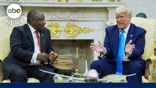 Trump confronts South Africa's president, shows purported evidence of white farmer genocide