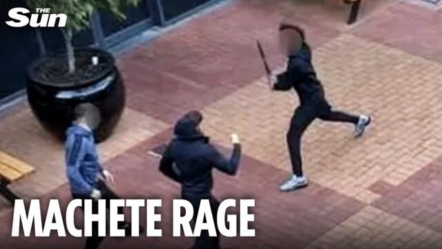 Shopping centre on lockdown as terrifying machete fight erupts