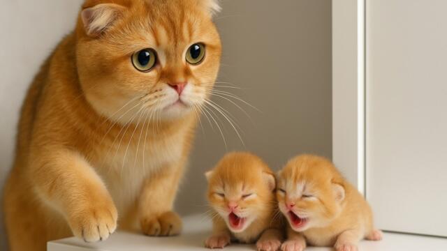 Mother cat hid her premature kittens as high as possible. Subtitles!