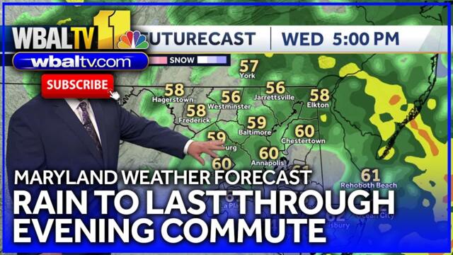 Rain to last through Wednesday evening's commute in Maryland