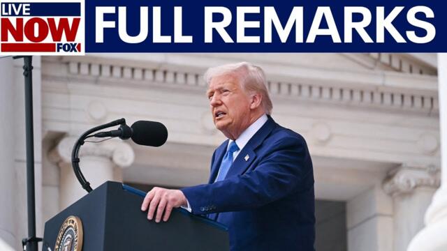President Donald Trump delivers remarks at Arlington National Cemetery