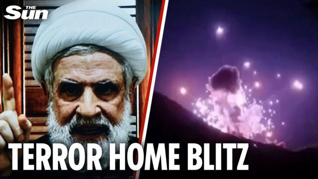 Dramatic moment Israel blitzes hometown of Hezbollah leader in South Lebanon