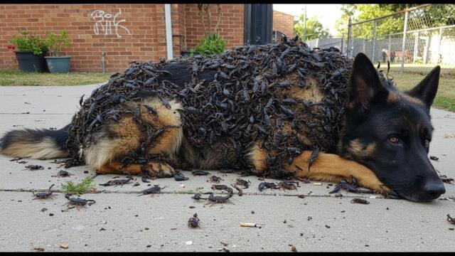 Rescue story: German Shepherd attacked by scorpion#rescue #rescueanimal