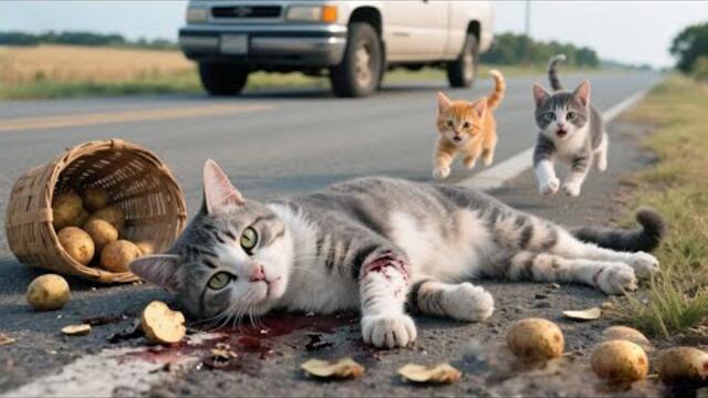 Little Kitten’s Brave Journey to Save His Injured Mom – A Heart-Touching Story