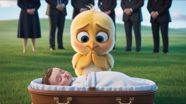 The poor baby ate a green frog and got sick. Luckily, he was saved by the little chicken and Jesus