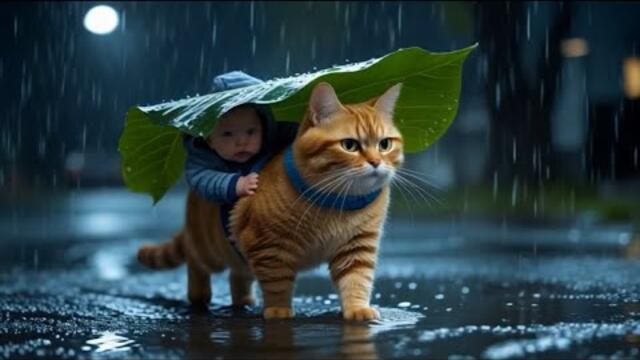 This Cat Found a Baby in the Rain… What He Did Next Will Shock You 🐱 #cat  #emotional #trending