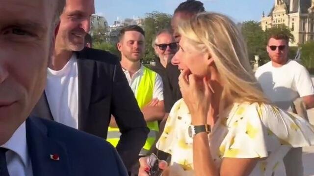 Le président Macron a visité le chantier d'installation de la vasque olympique aux Tuileries - JO 2024 - Tous sports