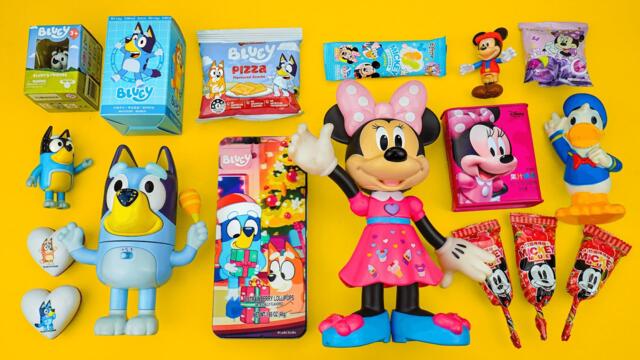 Bluey & Mickey Mouse Candy Unboxing Review | Mixing M&M's Candy Rainbow Candy with Sweets ASMR