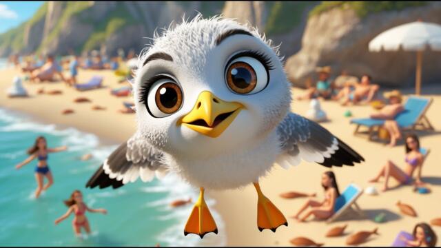 Гларус Веселяк 🤣🌊| Песен за гларусът, който краде храна на плажа 🍟🌽☀️| Детски песнички | MONKA