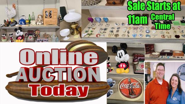 Live 4 hour auction! Vintage Mickey mouse, Coins Jewelry, Longaberger Baskets and much more.